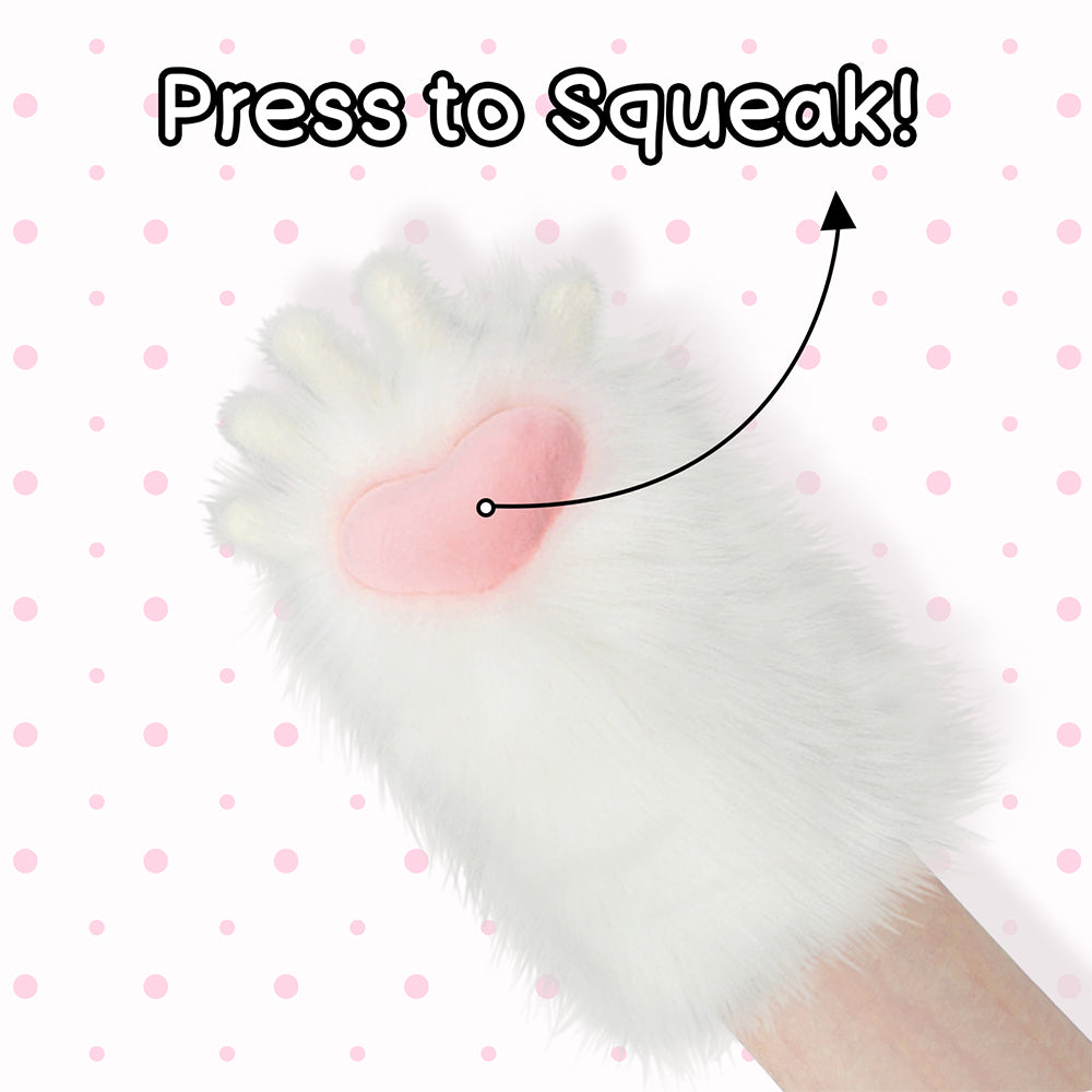 Plush Furry Paws Gloves - Black Red