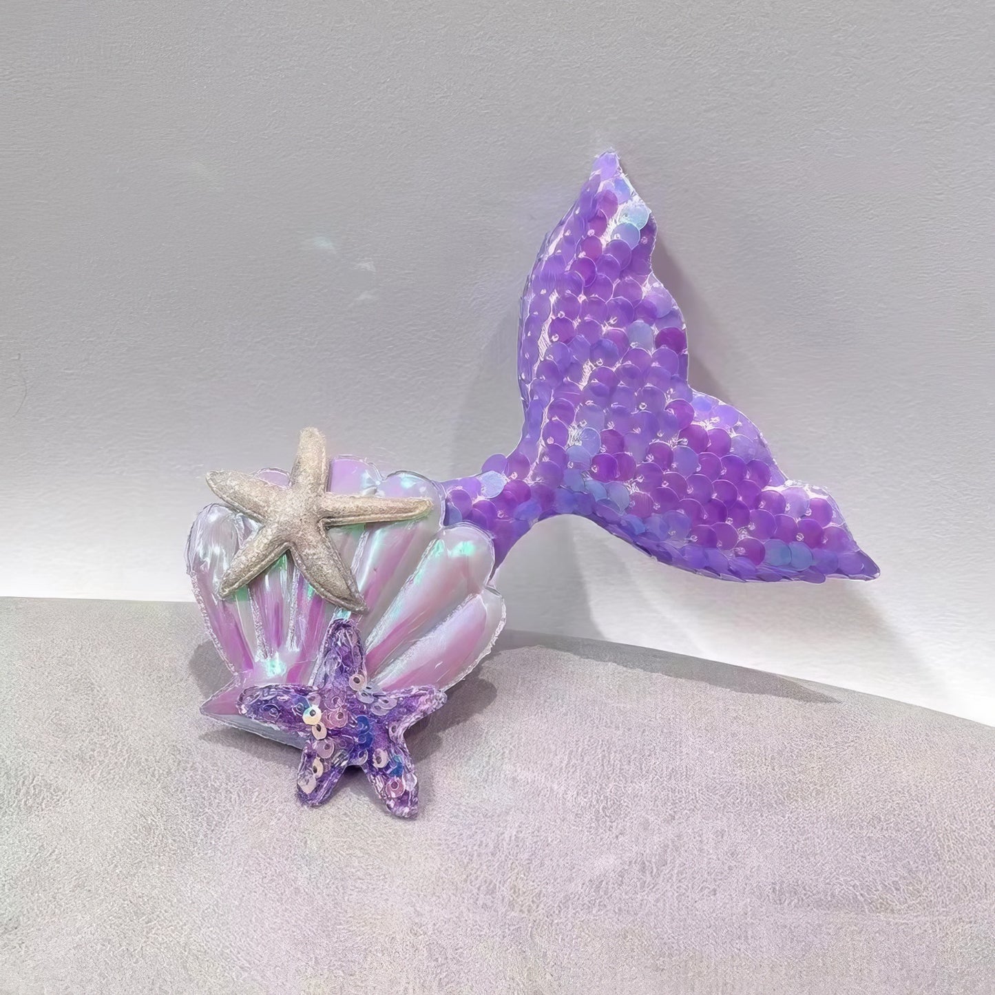 Sequined Mermaid Hairpin 2pcs - White & Purple
