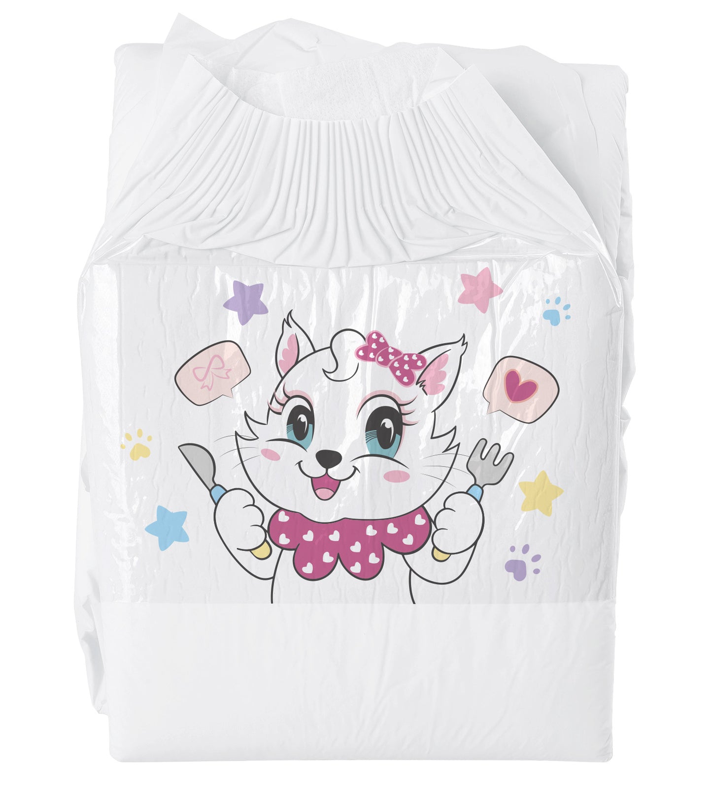 Kitty Dinner Time-Adult Diaper-3 Pcs