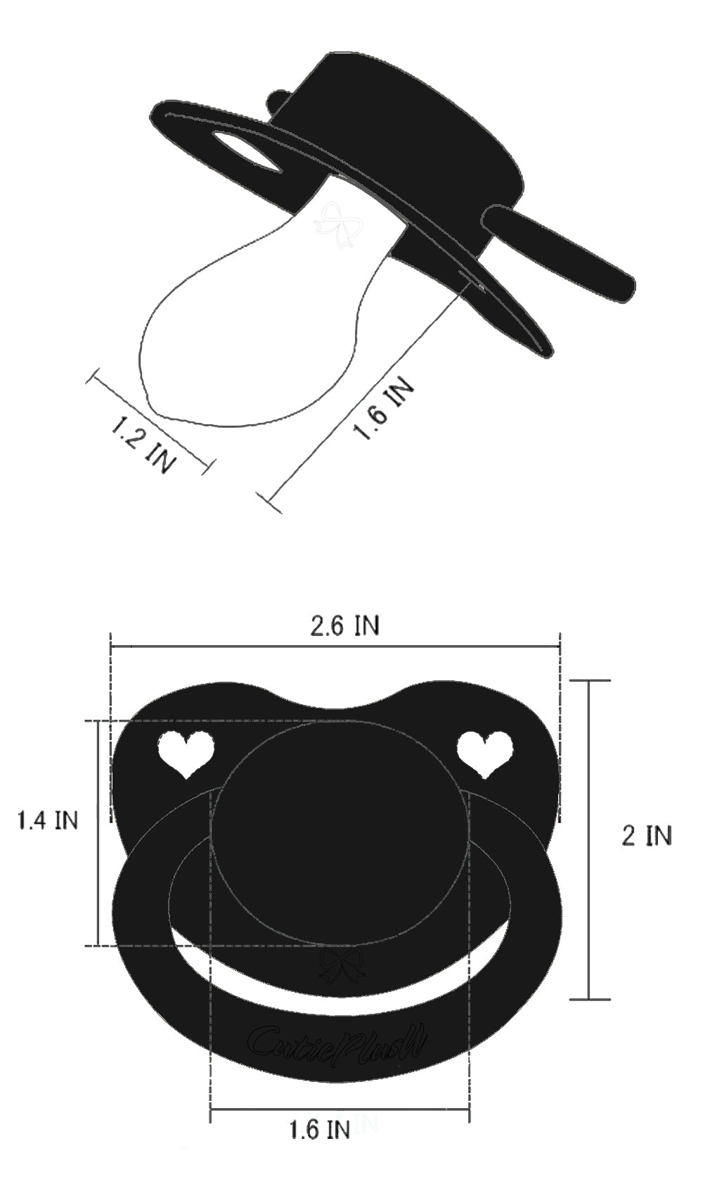 1pc Adult Pacifier Black + 1 Extra Clear Nipple