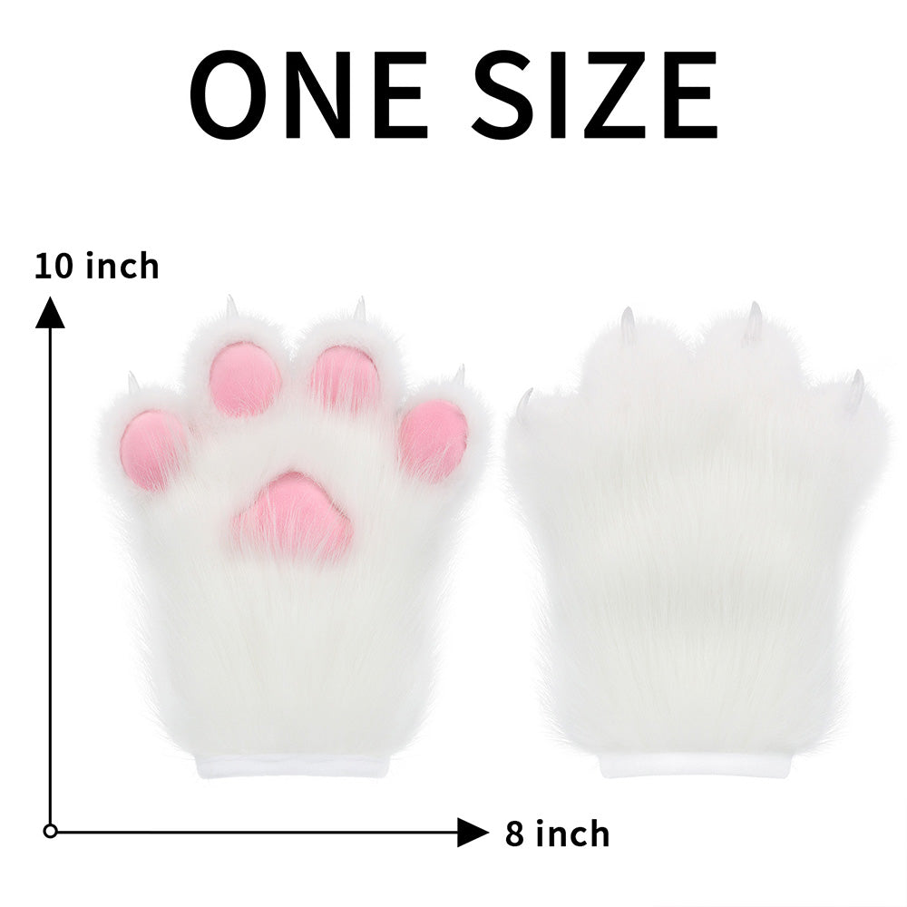 Plush Furry Paws Gloves - Yellow