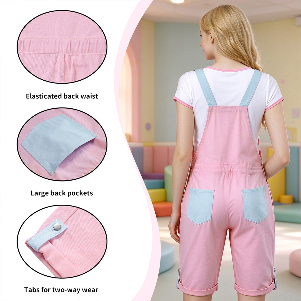 Doll's Denim Overalls-Pink Blue