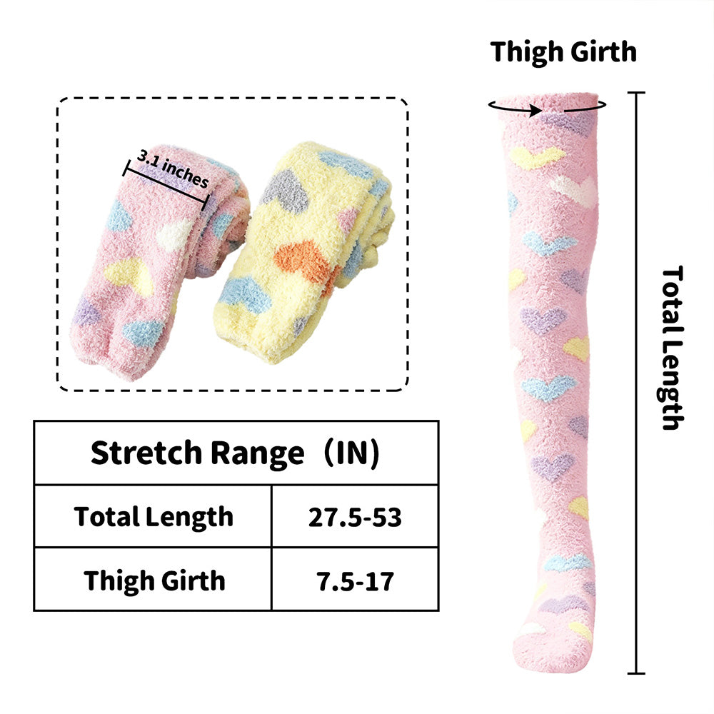 Heart Thigh High Socks Set- Pink +Yellow