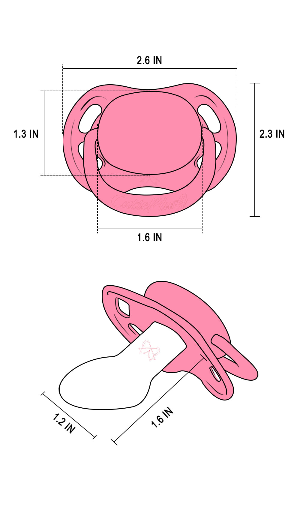 Butterfly Shape Adult Pacifier 3 Pack-Pink, Blue, Black