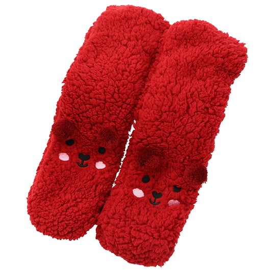 Plush Fuzzy Warm Floor Socks - Red