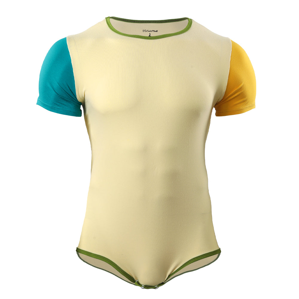 Color-blocked onesie for men-Yellow