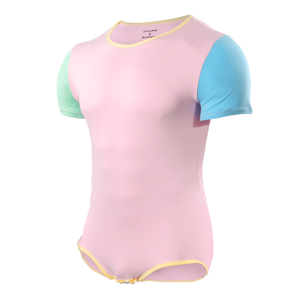 Color-blocked onesie for men-Pink