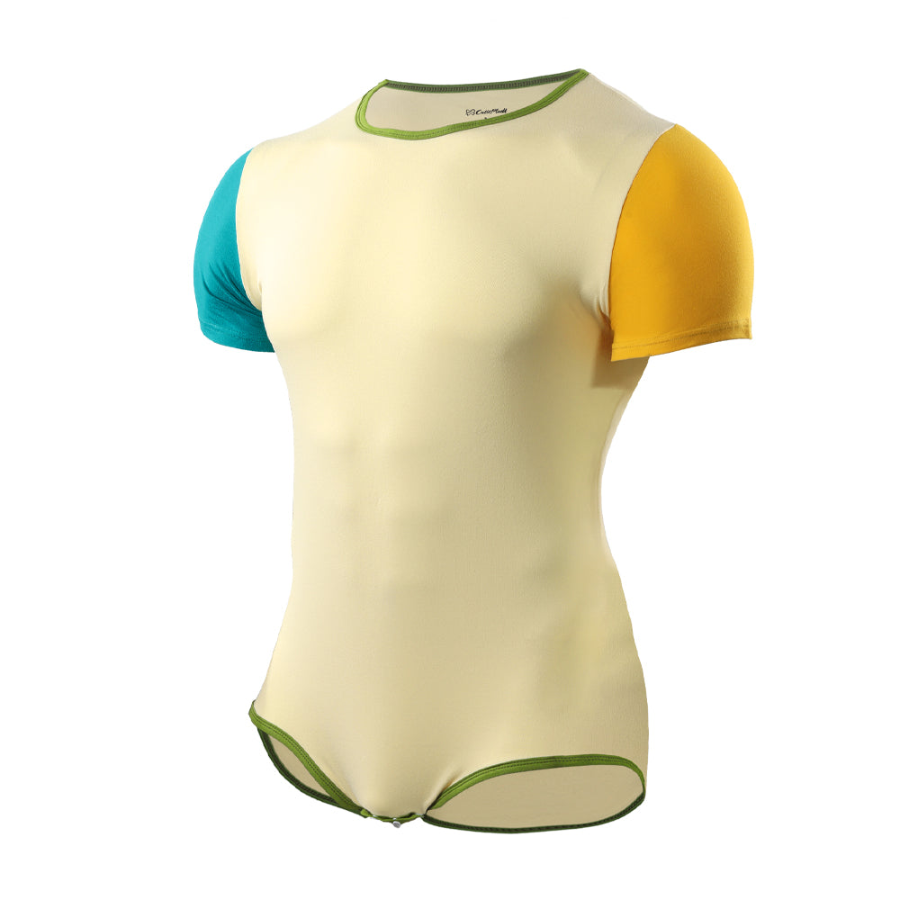 Color-blocked onesie for men-Yellow