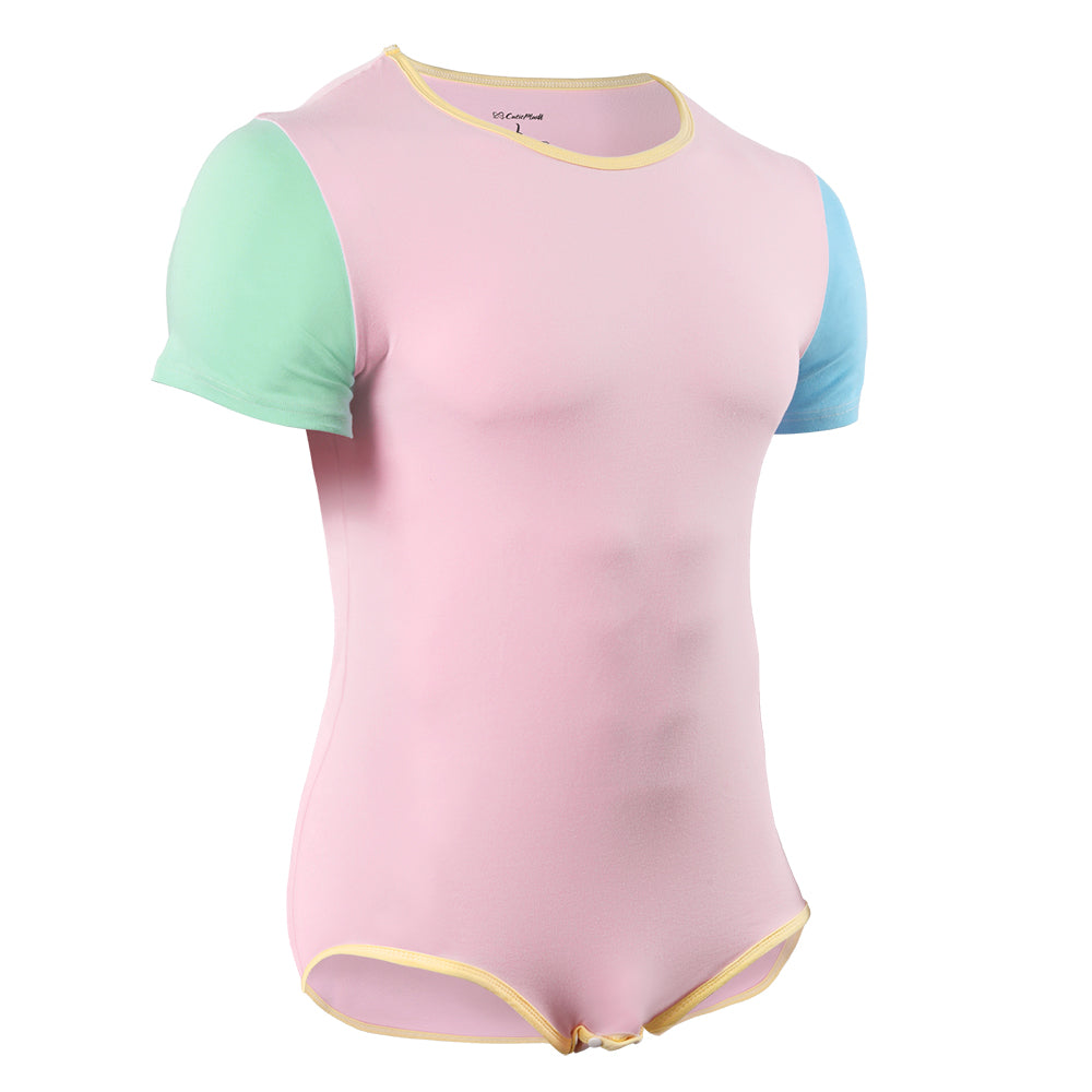 Color-blocked onesie for men-Pink