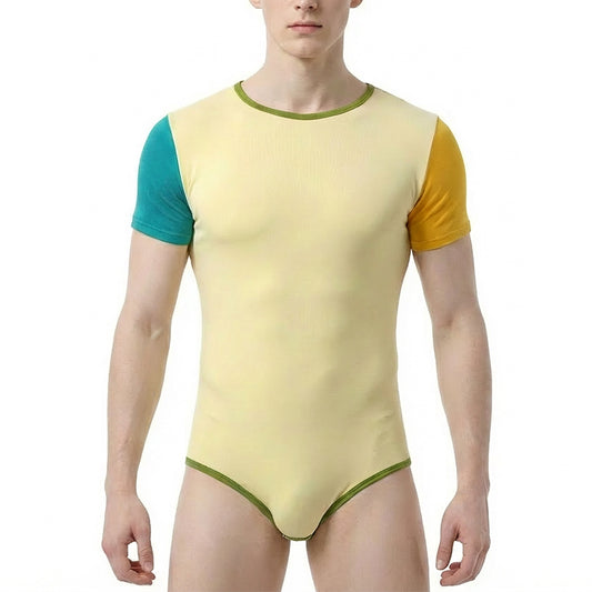 Color-blocked onesie for men-Yellow
