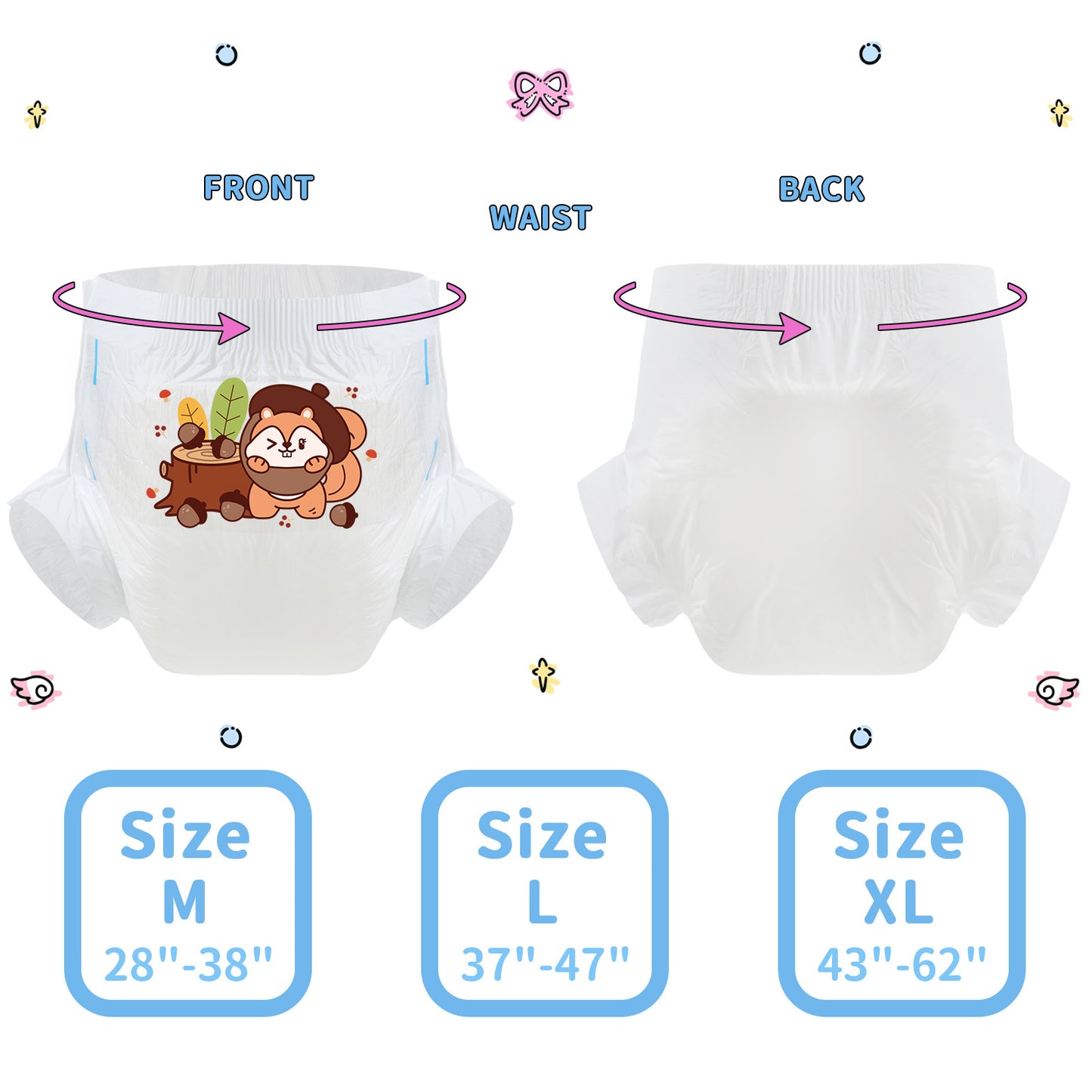 Winking Squirrel-Adult Diaper-3pcs