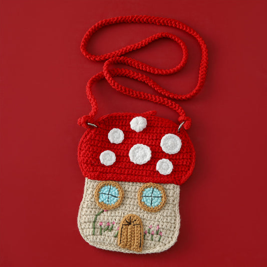 Knitted bag - Mushroom house