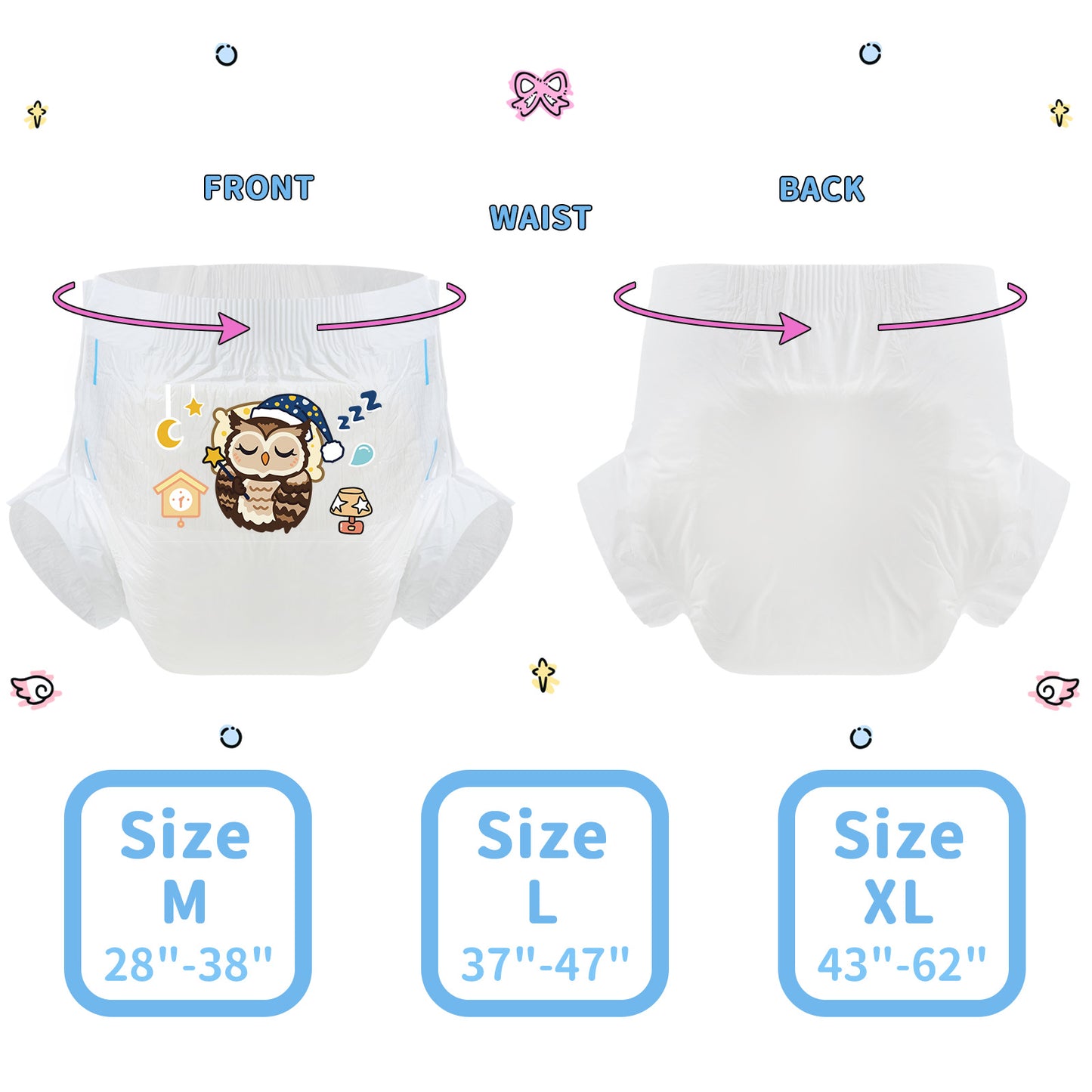 Sleeping Owl-Adult Diaper-3pcs