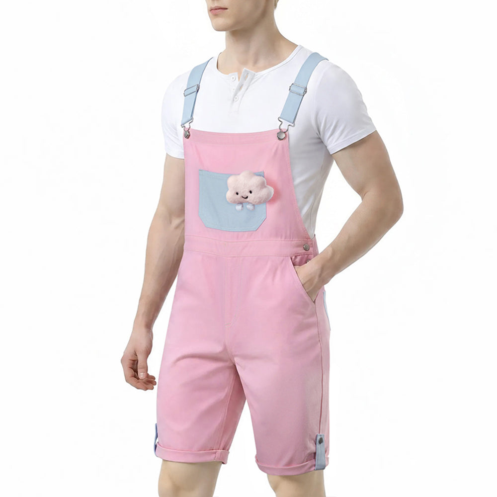 Doll's Denim Overalls For Men-Pink Blue