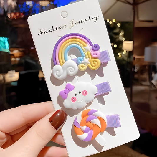 Cloud Hairpin 3pcs - Purple