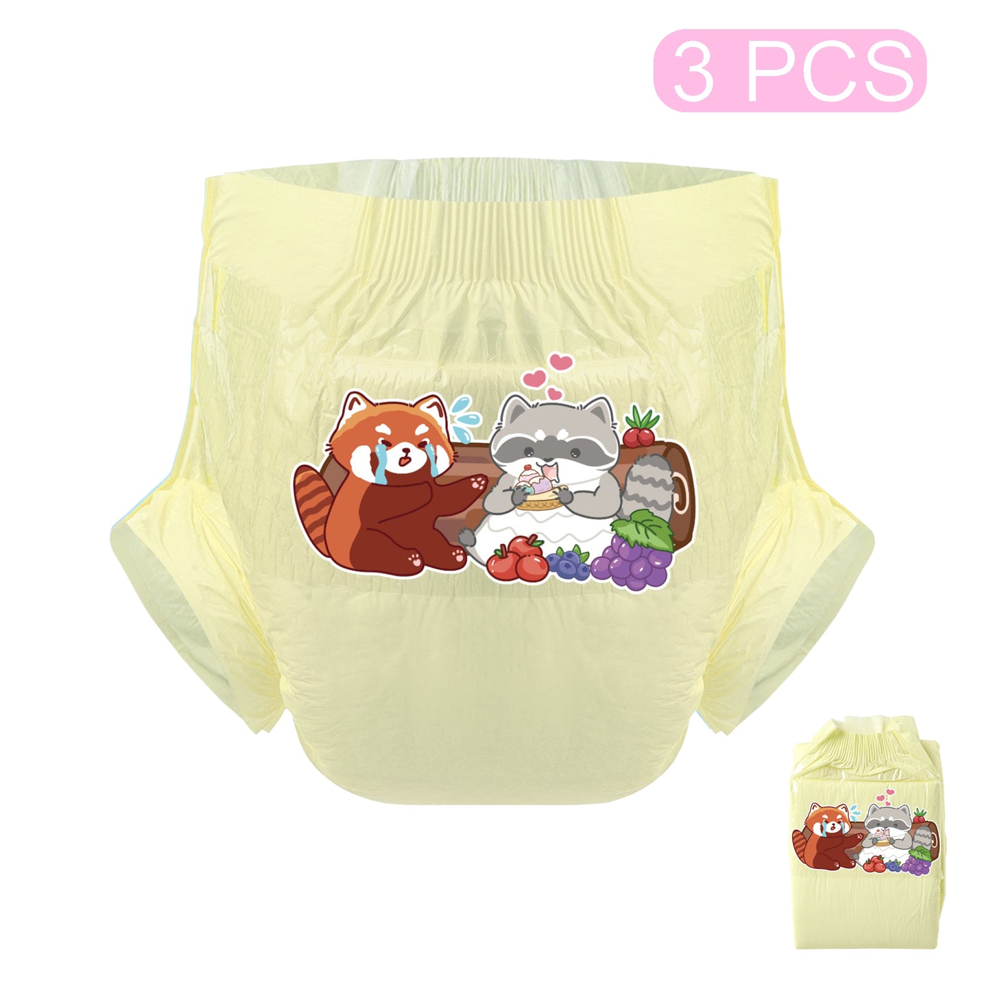 Funny Raccoons-Adult Diaper-3 Pcs