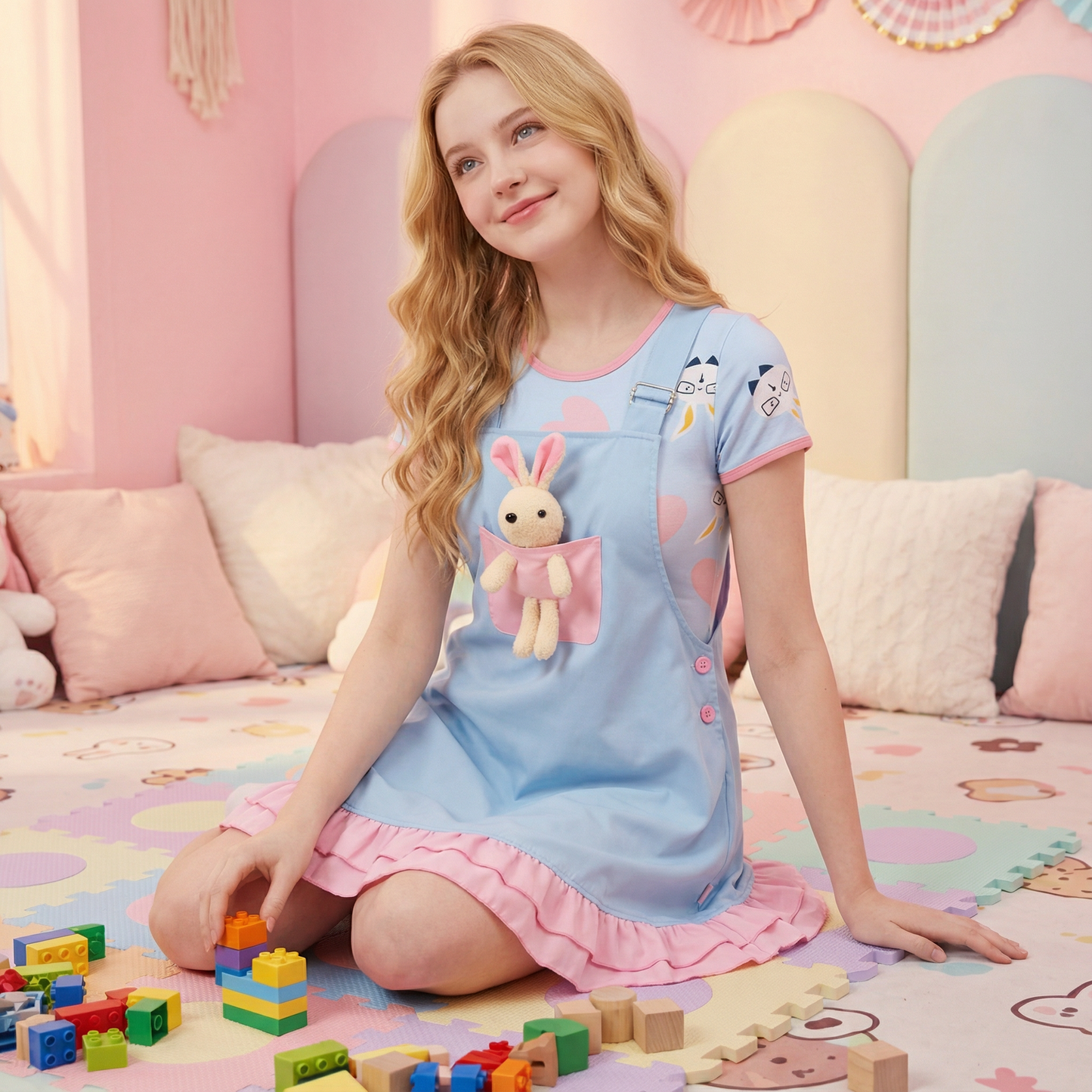 Bunny Baby Overall Dress - Blue