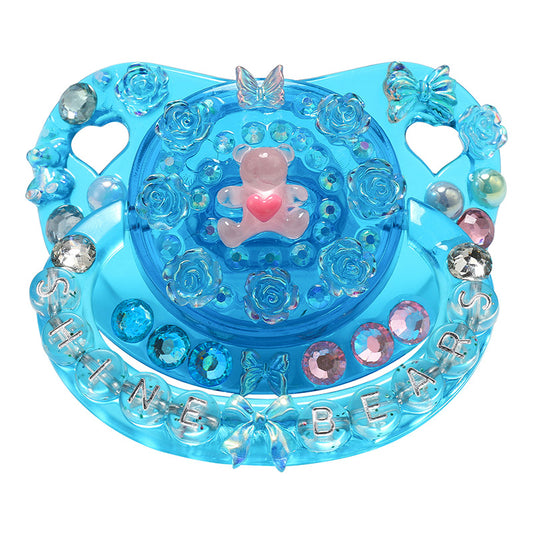 Crystal Bear Pacifier-Blue
