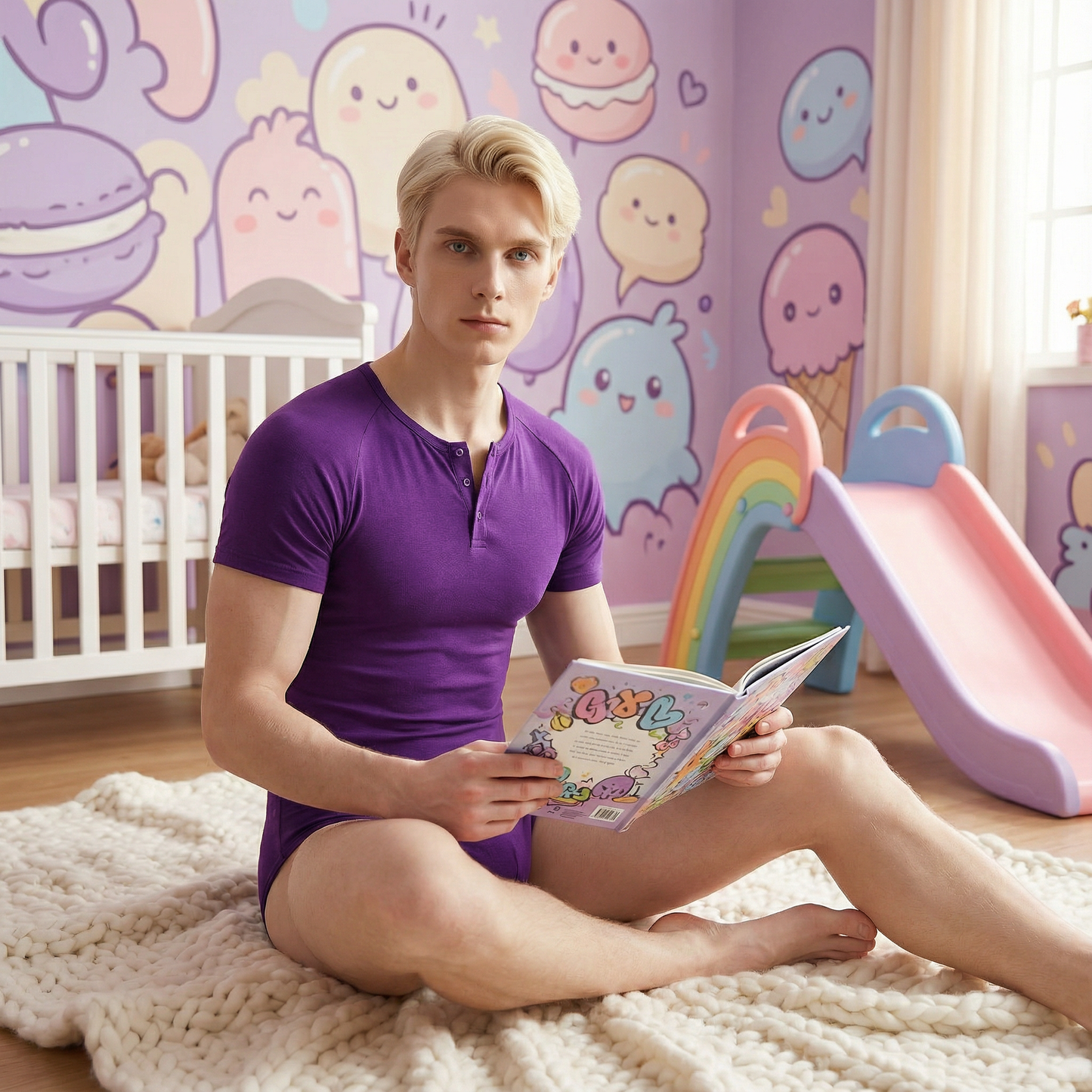 Basic slimming onesie for men-purple