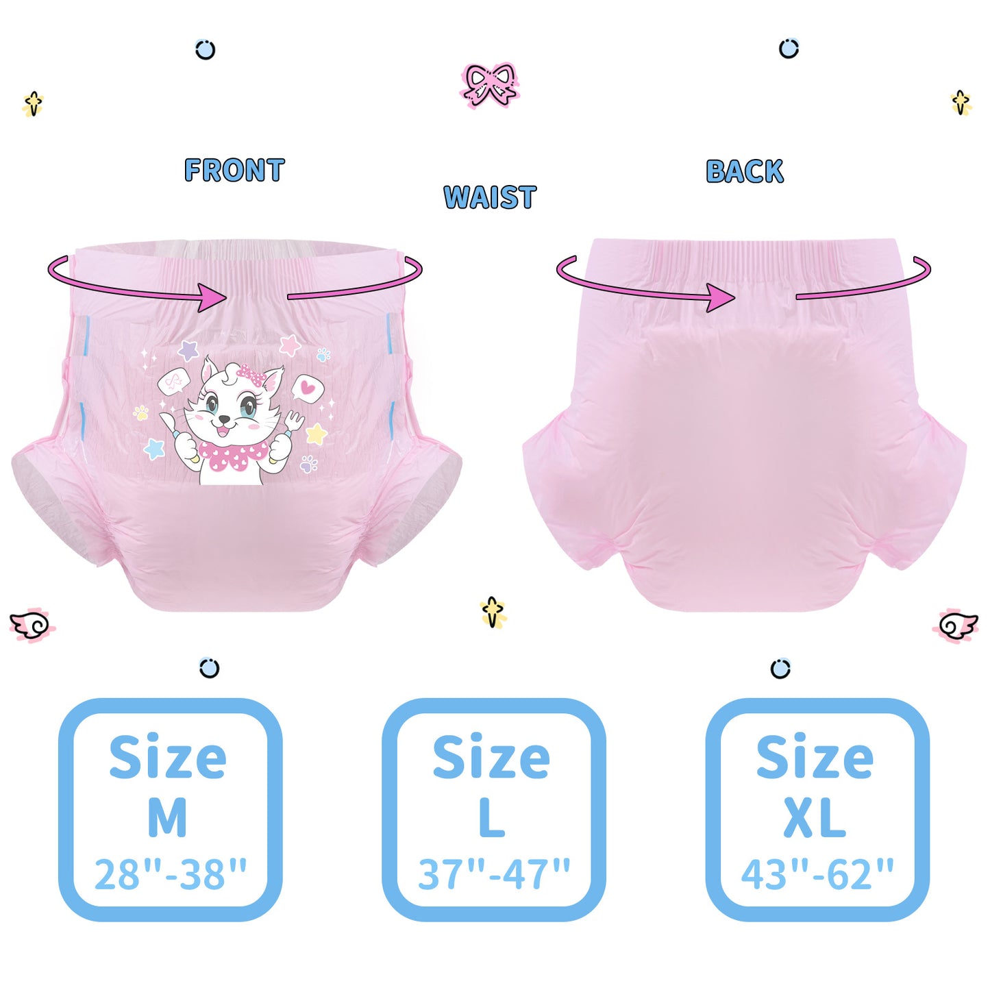 Kitty Dinner Time-Adult Diaper-3 Pcs