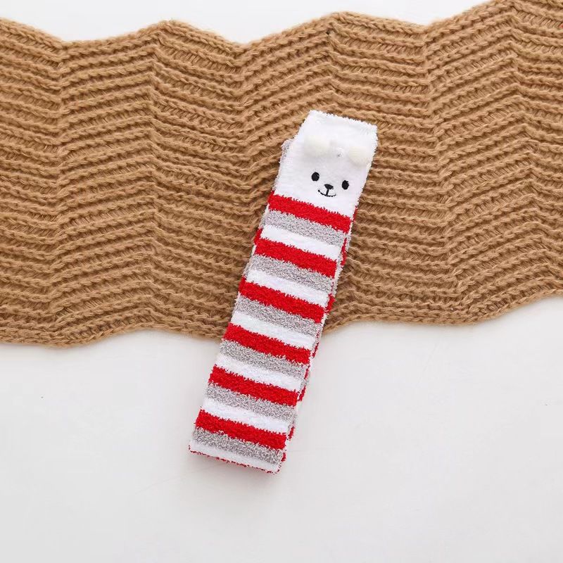 Knee High Long Socks - White bear