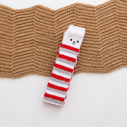 Knee High Long Socks - White bear