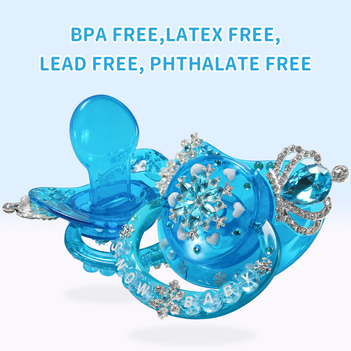 Stone Blue Pacifier Crystal Snowflake Pacifier-Blue – CutiePlusU