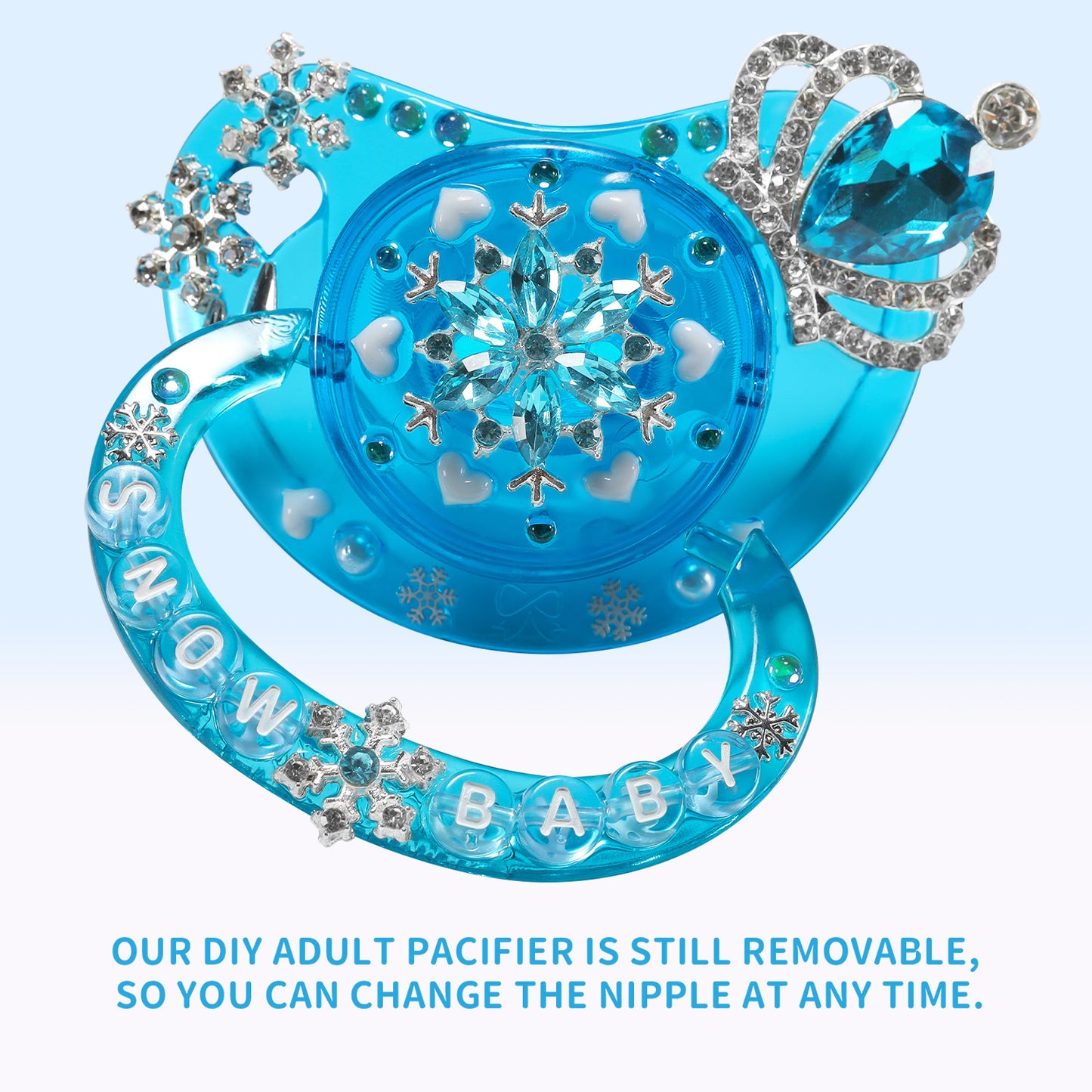 Crystal Snowflake Pacifier-Blue
