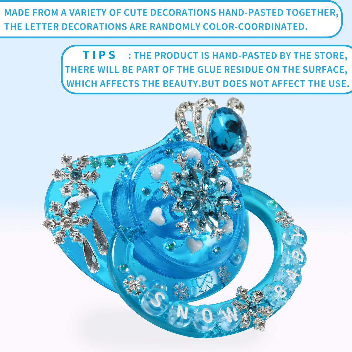 Stone Blue Pacifier Crystal Snowflake Pacifier-Blue – CutiePlusU