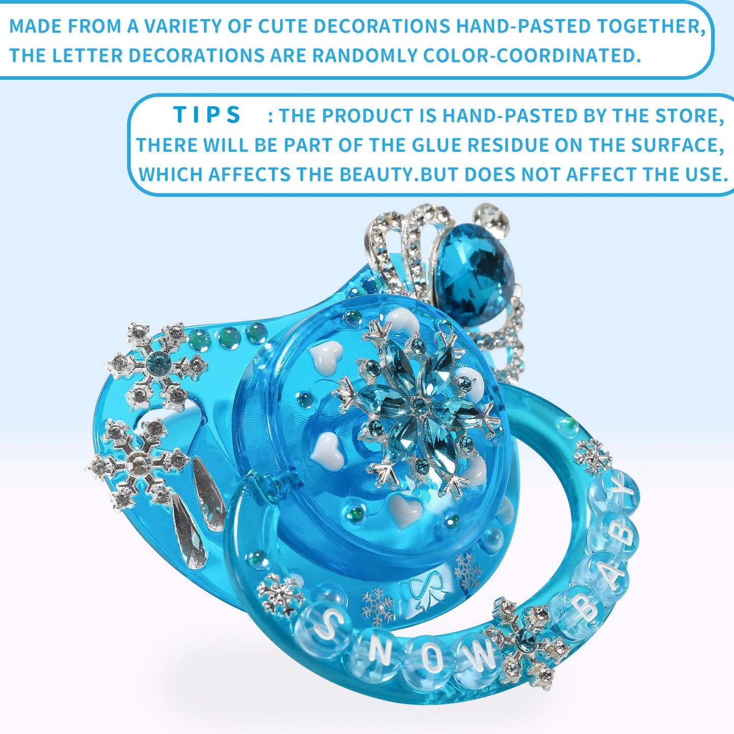 Crystal Snowflake Pacifier-Blue
