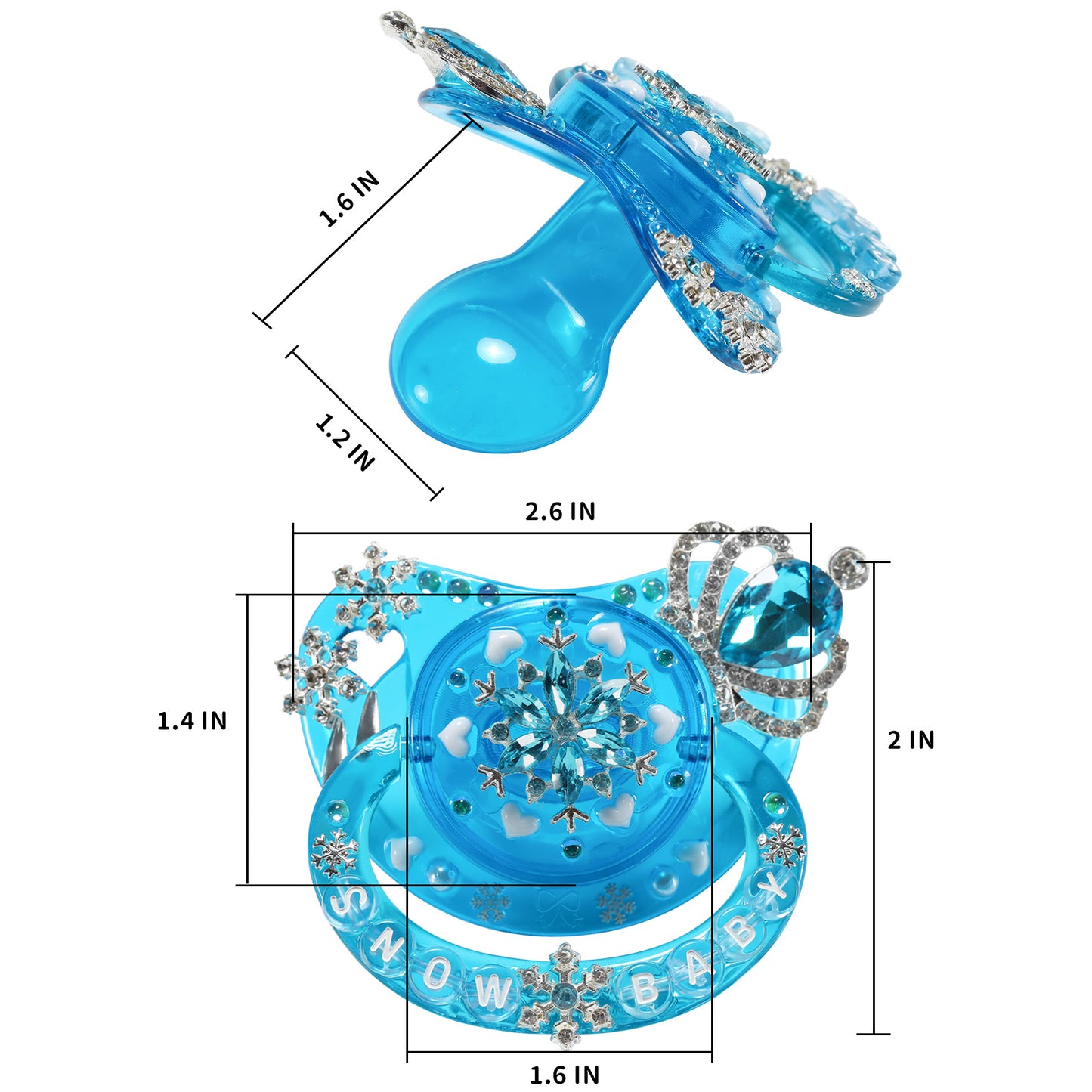 Crystal Snowflake Pacifier-Blue