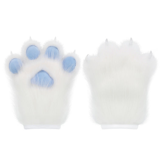 Plush Furry Paws Gloves - Blue
