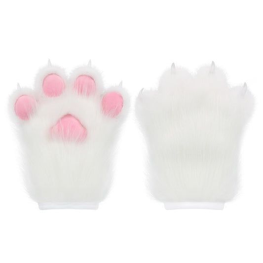 Plush Furry Paws Gloves - Pink
