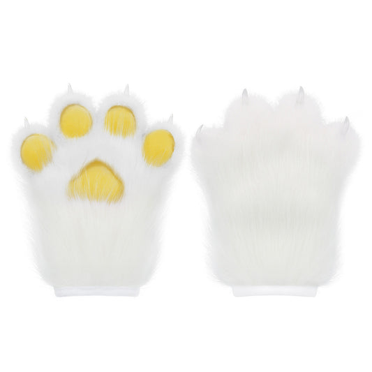 Plush Furry Paws Gloves - Yellow