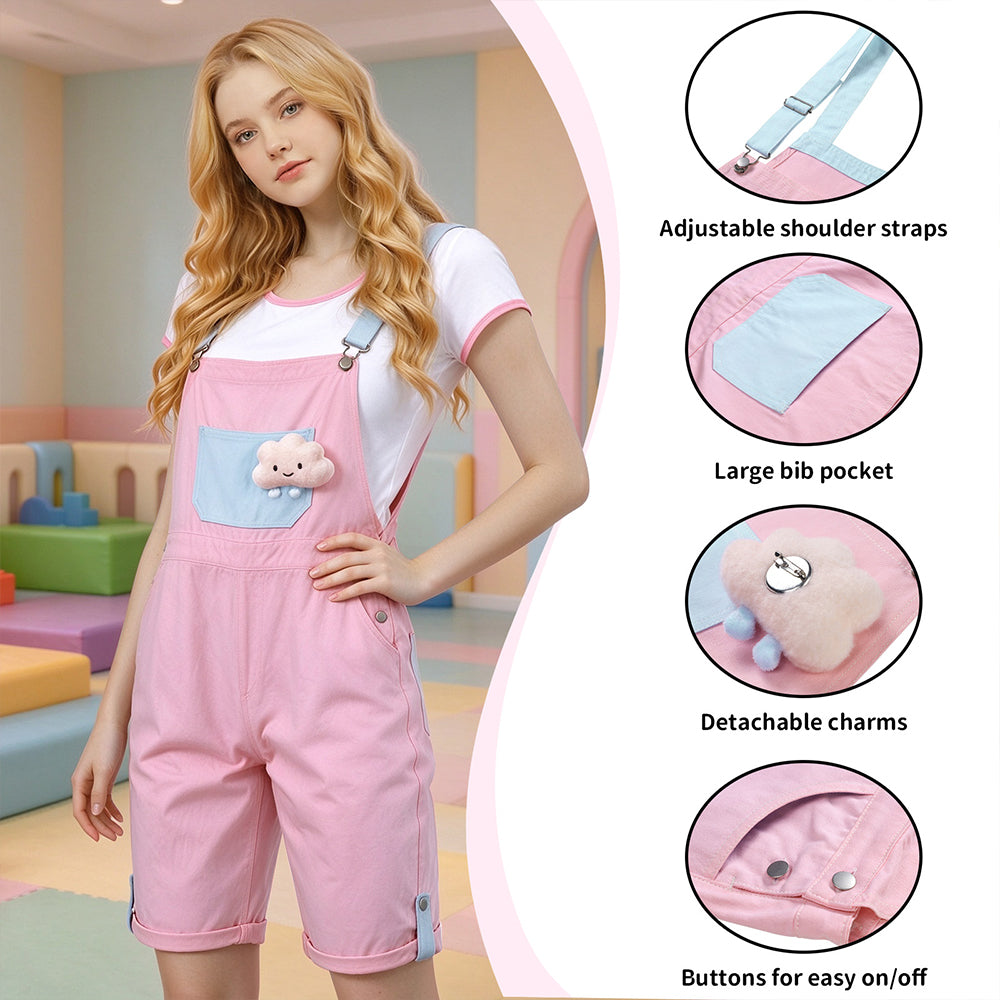 Doll's Denim Overalls-Pink Blue