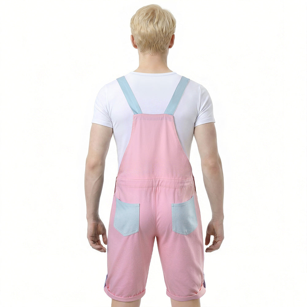 Doll's Denim Overalls For Men-Pink Blue