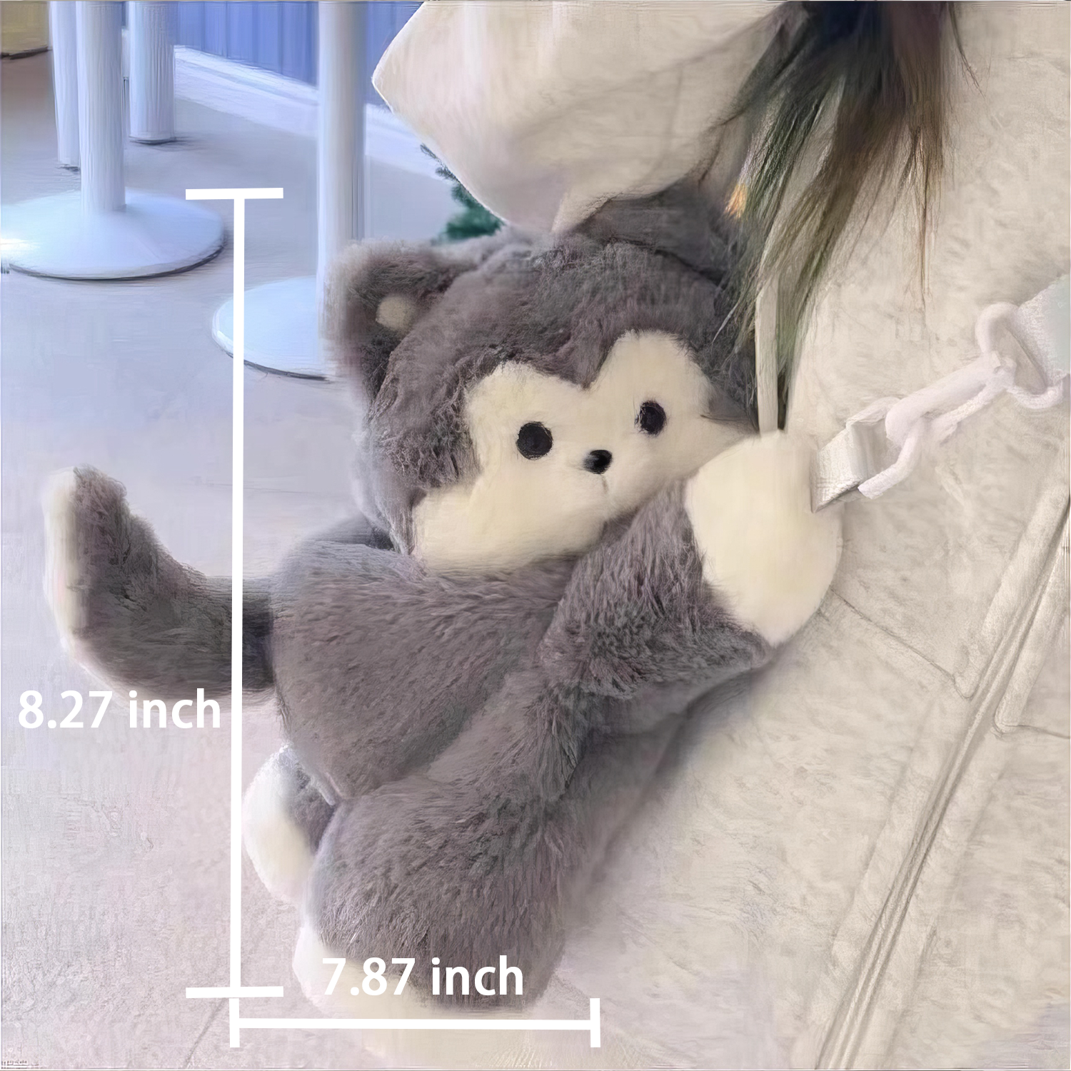 grey fluffy mini backpack Leah Faux Fur in Meet The Paul Frank Mini Julius Puffer Backpack Women's Mini Backpack,Cute Fluffy Shoulder