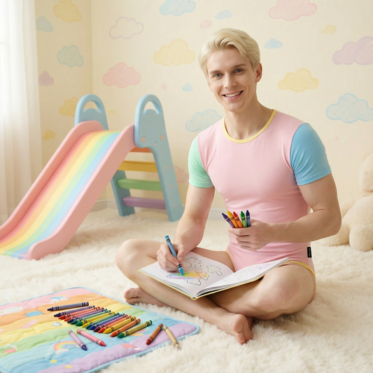 Color-blocked onesie for men-Pink