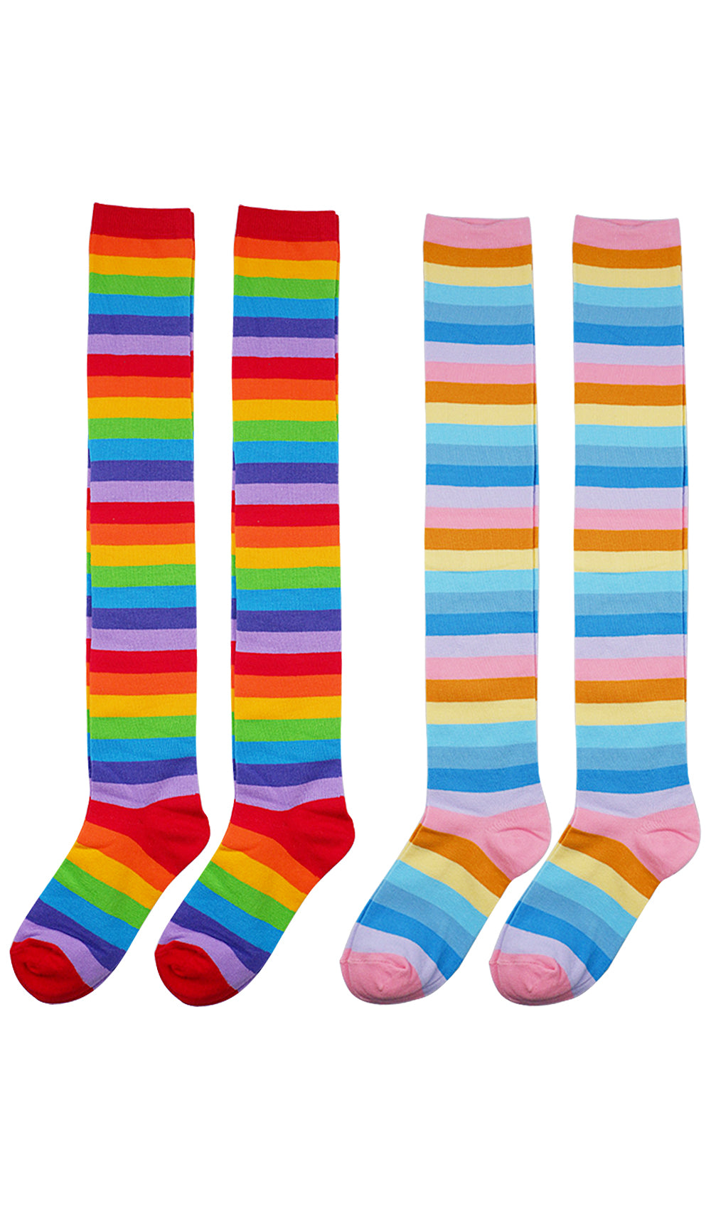 Cotton Striped Knee High Socks 2 Packs-Wonderful Day