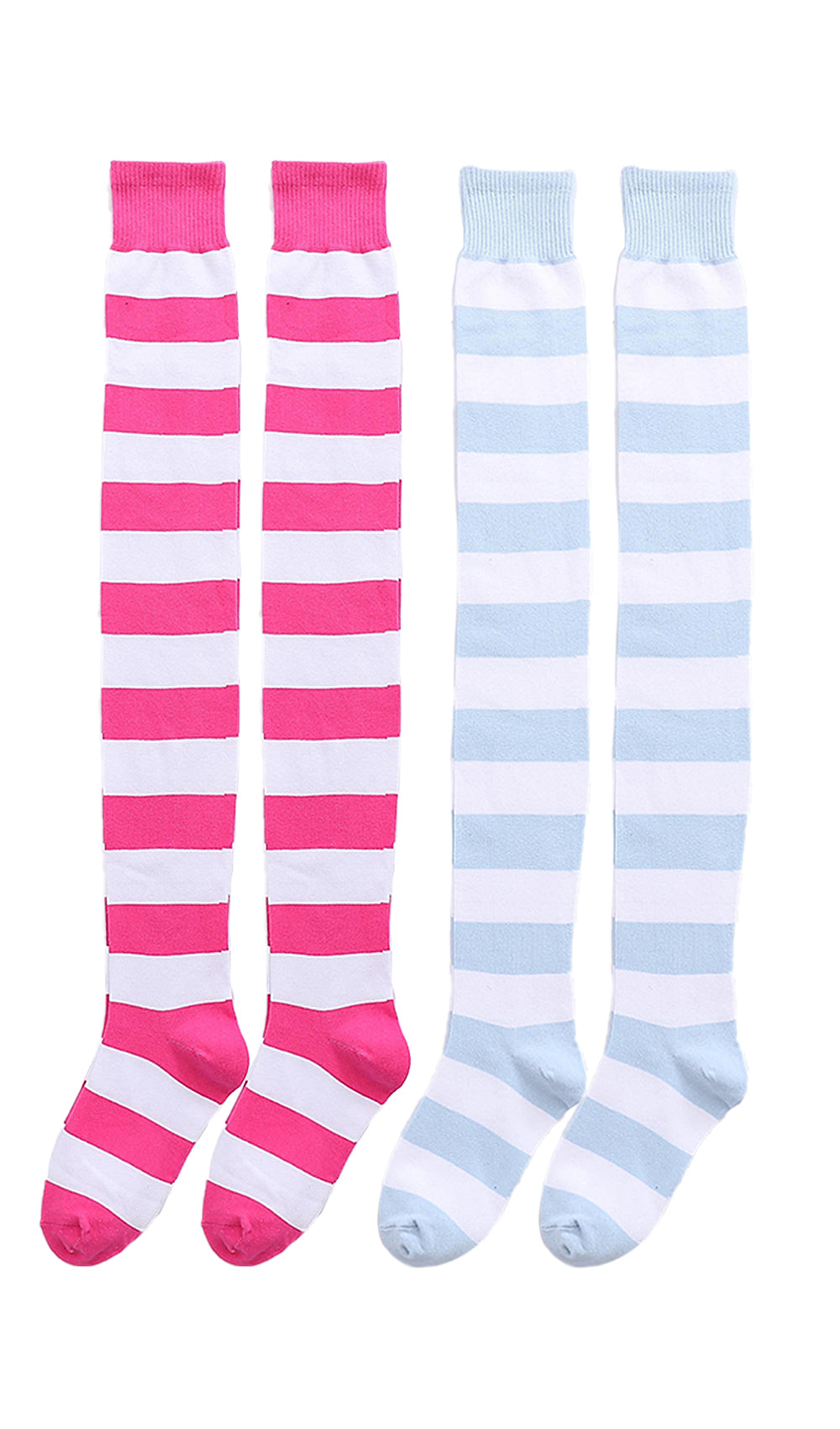 Cotton Striped Knee High Socks 2 Pack-Lollipop
