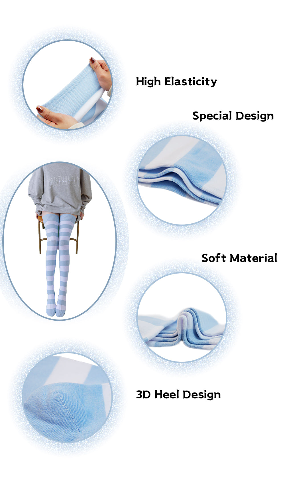 Cotton Striped Knee High Socks 2 Pack-Lollipop