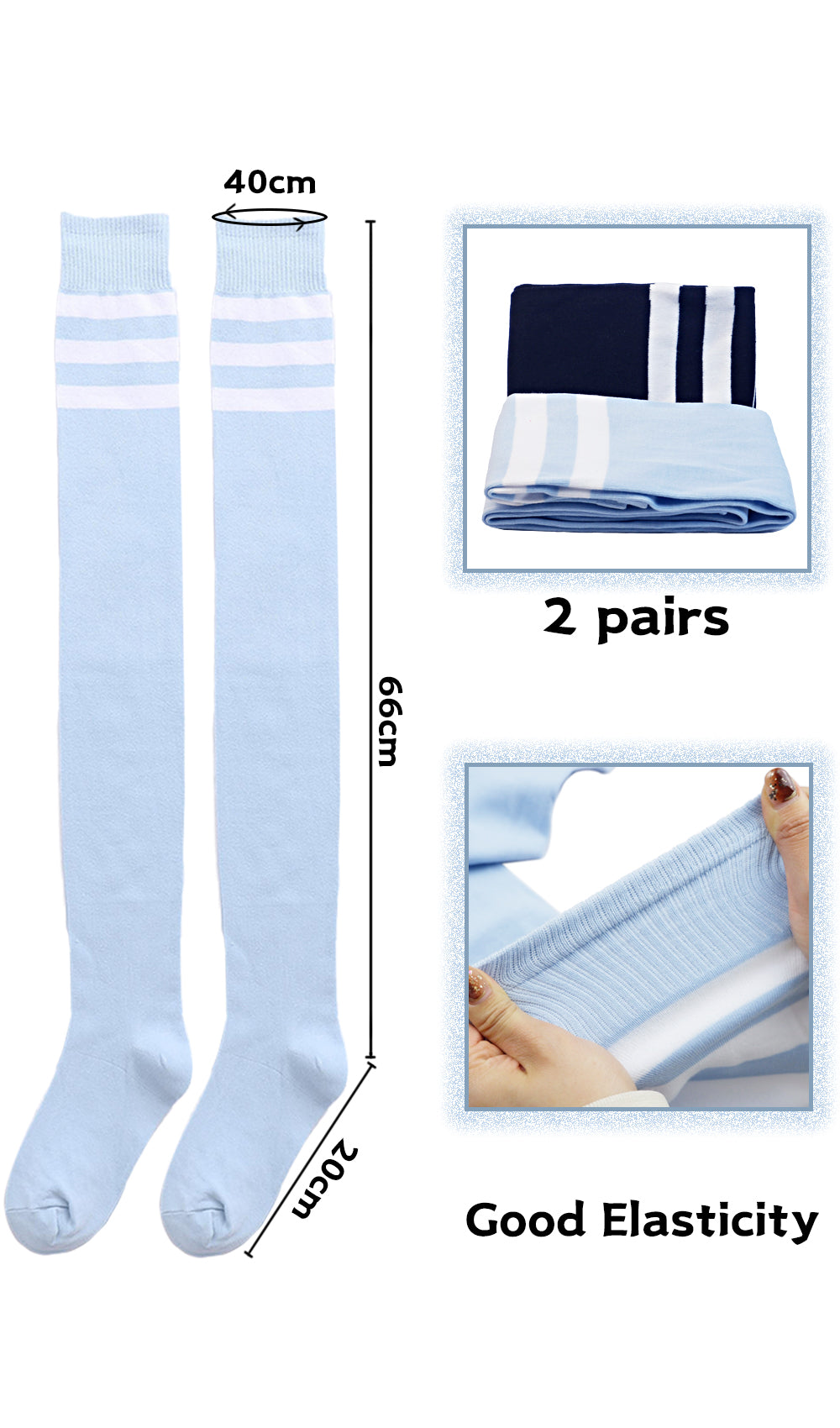Cotton Striped Knee High Socks 2Pack-Classical Style
