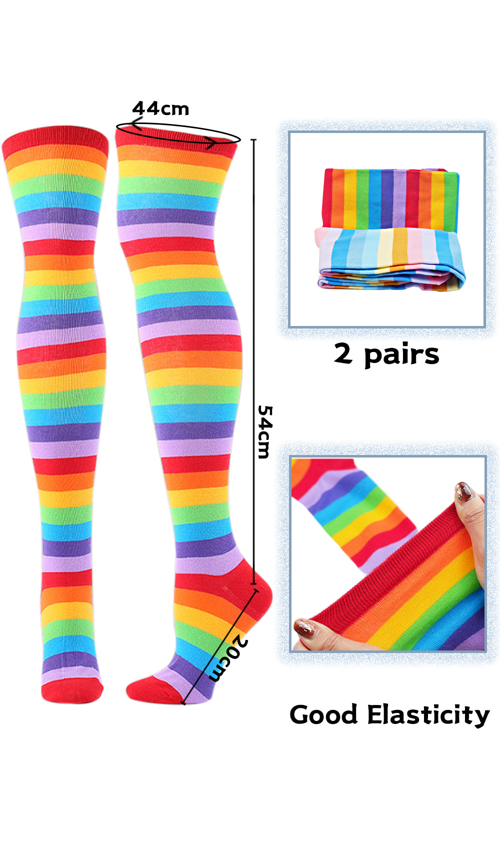 Cotton Striped Knee High Socks 2 Packs-Wonderful Day