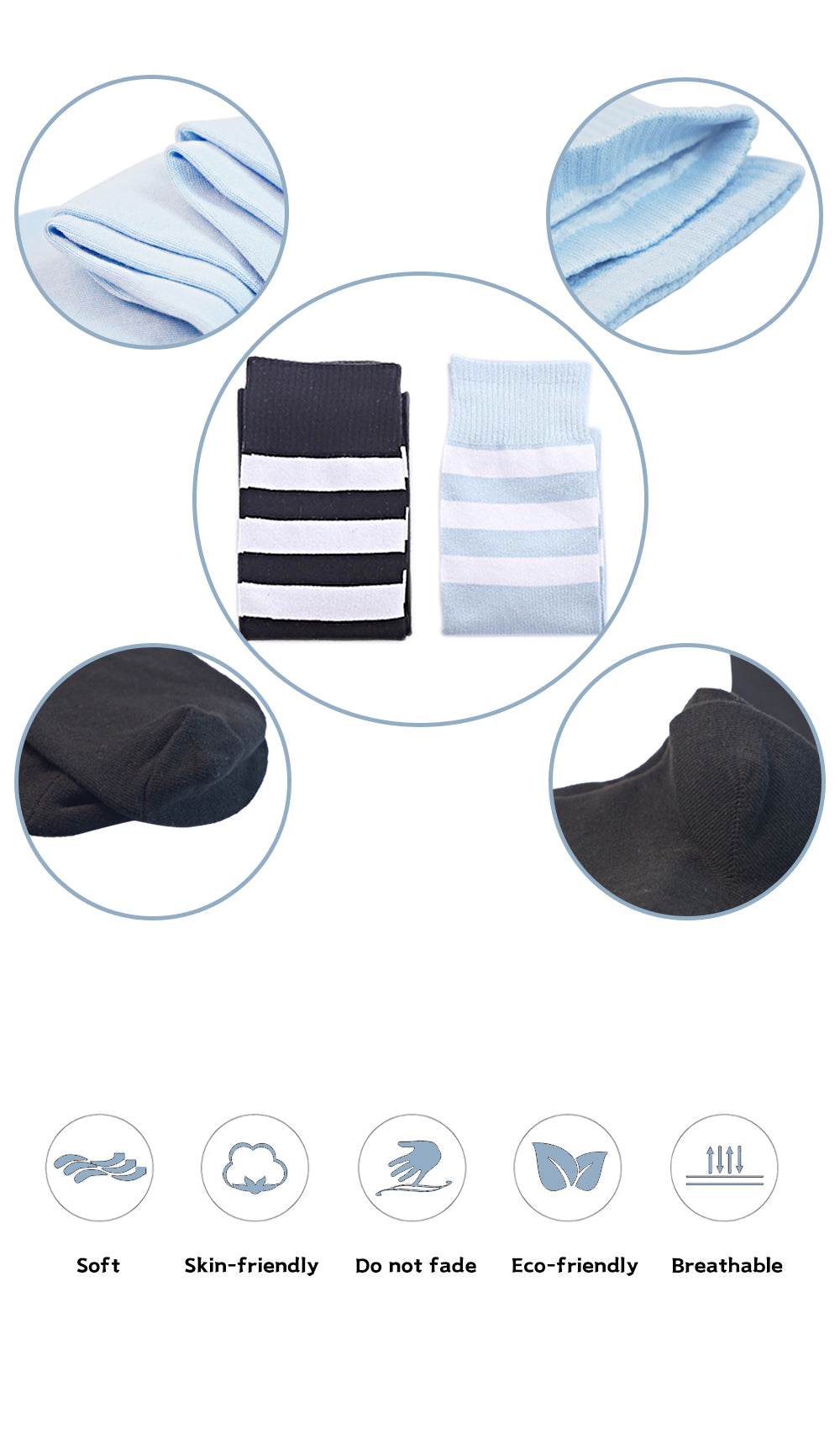 Cotton Striped Knee High Socks 2Pack-Classical Style
