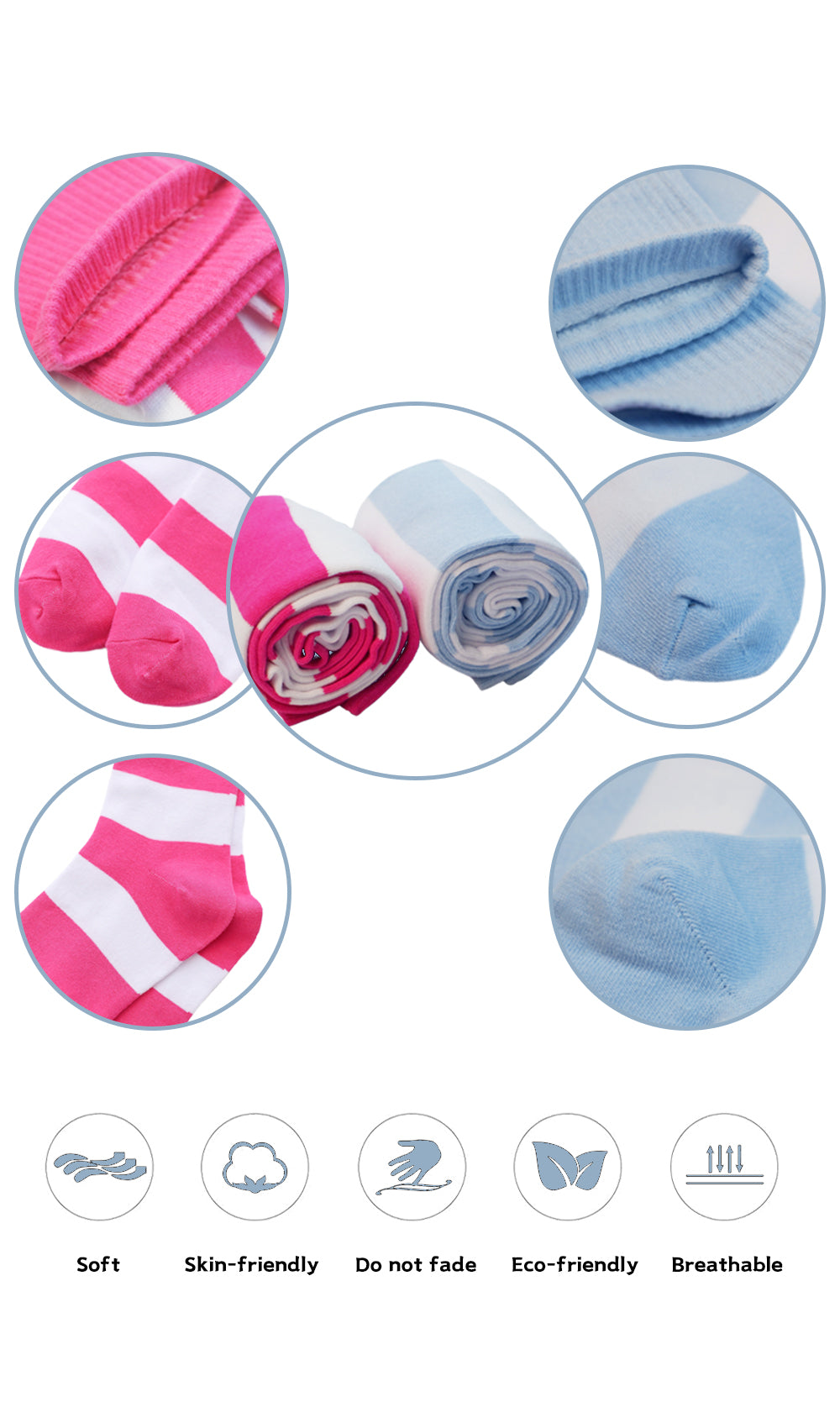 Cotton Striped Knee High Socks 2 Pack-Lollipop