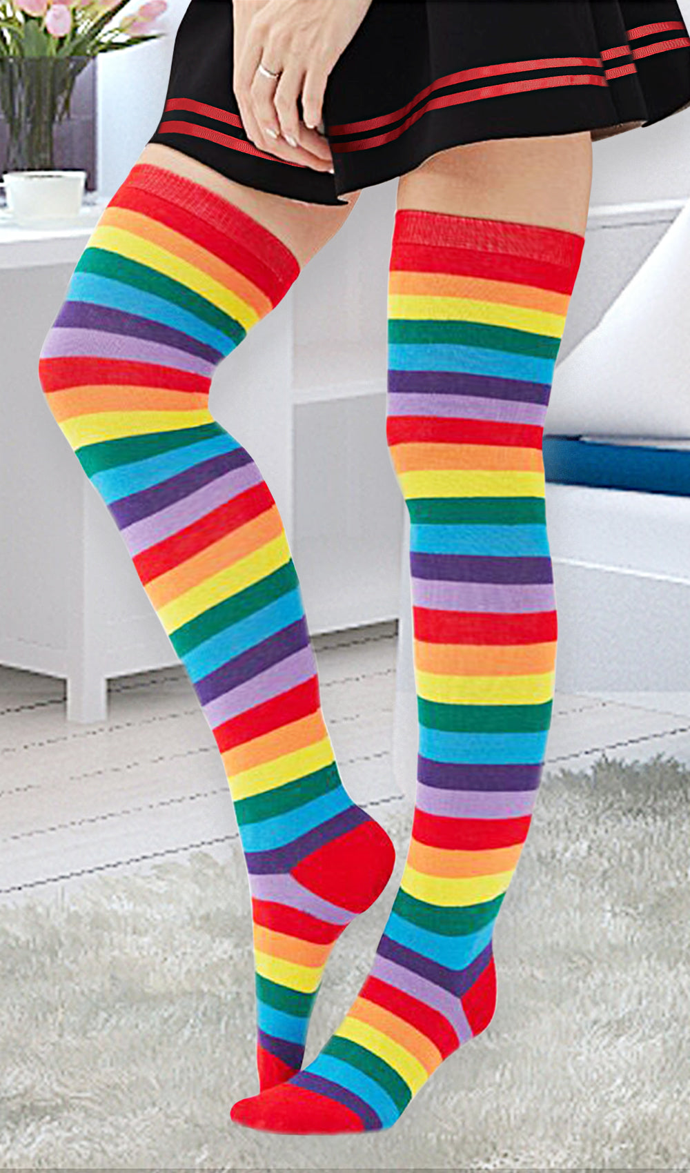 Cotton Striped Knee High Socks 2 Packs-Wonderful Day